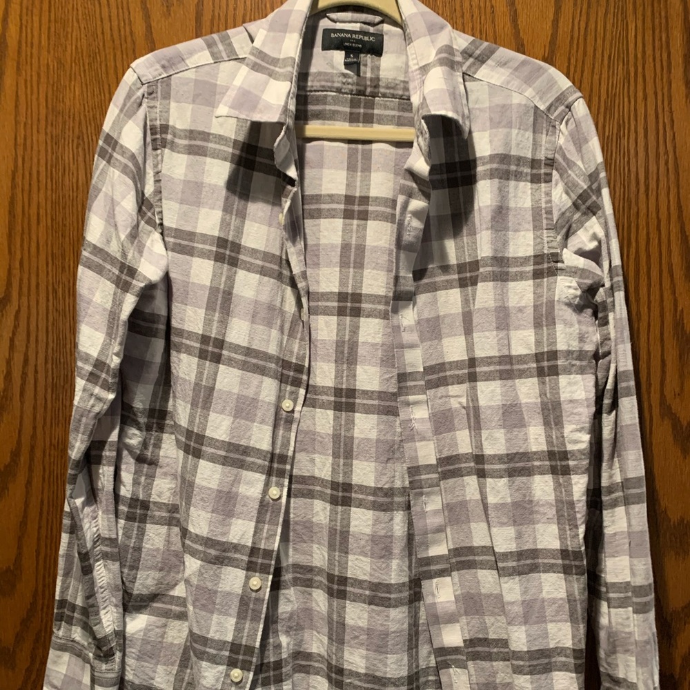 White and gray checkered button down